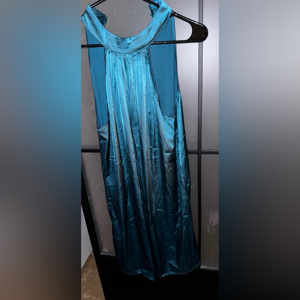 Turquoise silk dress